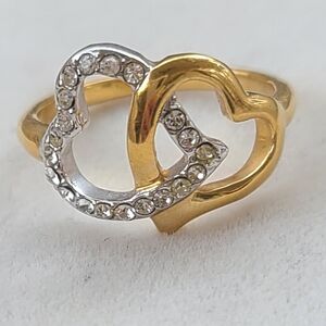 Swarovski Match Double Heart Ring Size 55 Or 6.75 1062711- Great Condition